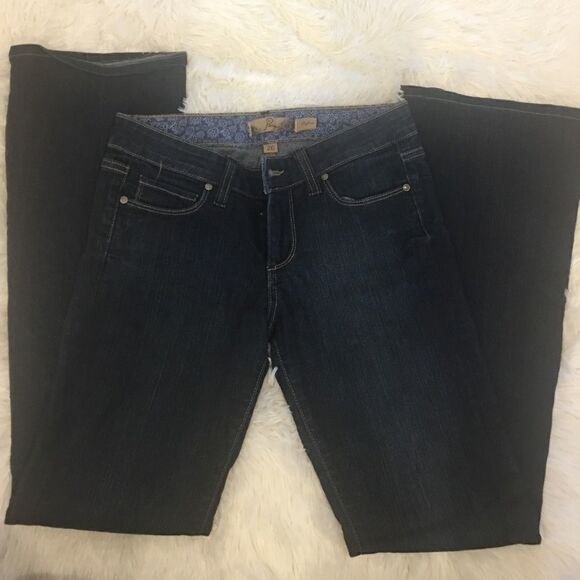 Size 26 Paige blue jeans flare wide leg low rise - Picture 1 of 4